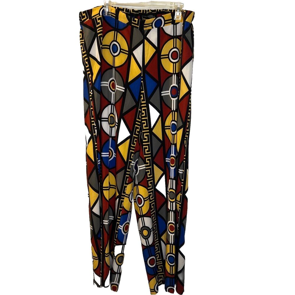 Womens Wide Leg Pants size 18 20 pull on Palazzo Multicolor semi sheer